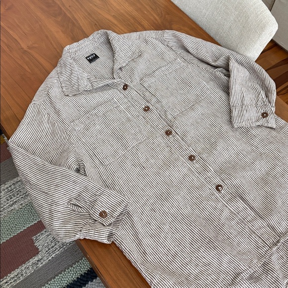 Esby Apparel Lenny Workshirt Shaket in Coffee Stripe Size Large - Picture 8 of 13